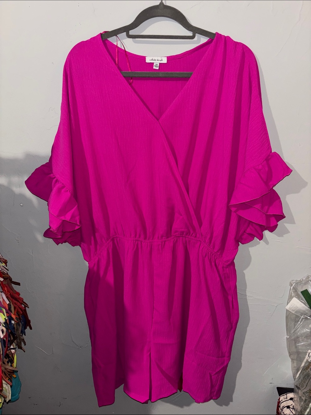 white birch Fuchsia V-Neck Romper
